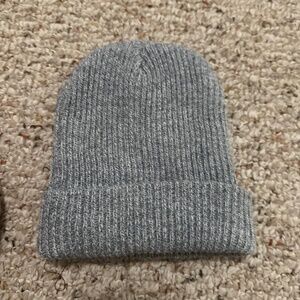 Gray Ribbed Knit Beanie